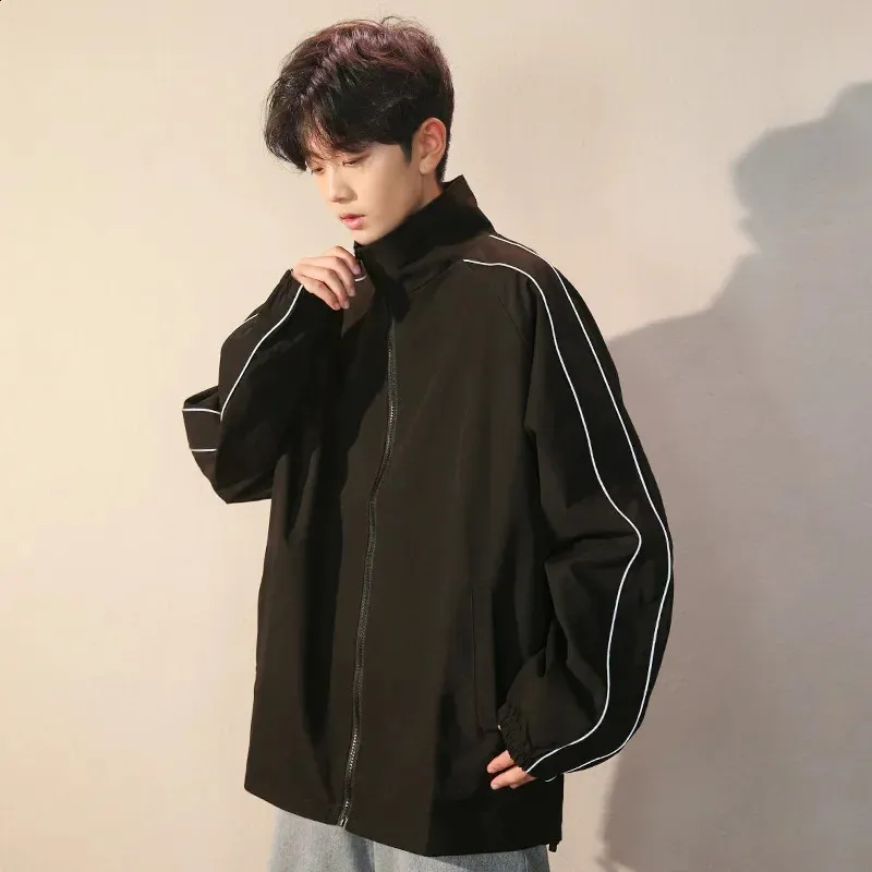 240902 Korean Style Mens Standing Collar Jacket Casual Sports