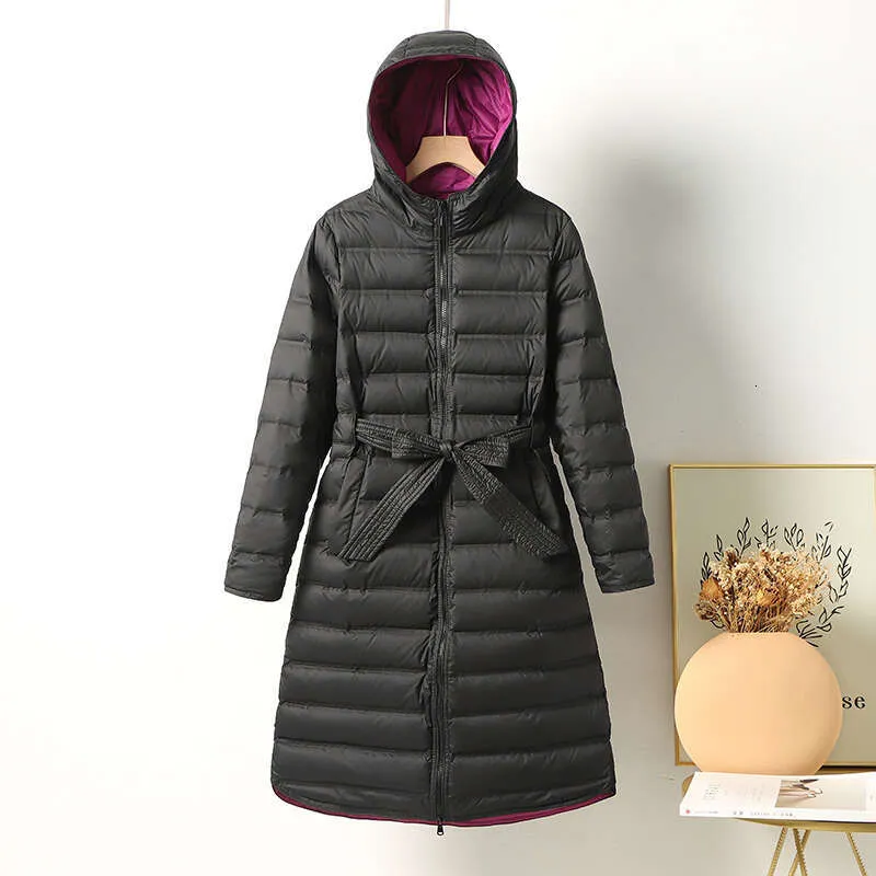 Manteau Long pour femme, Parka grande taille, en duvet de canard blanc