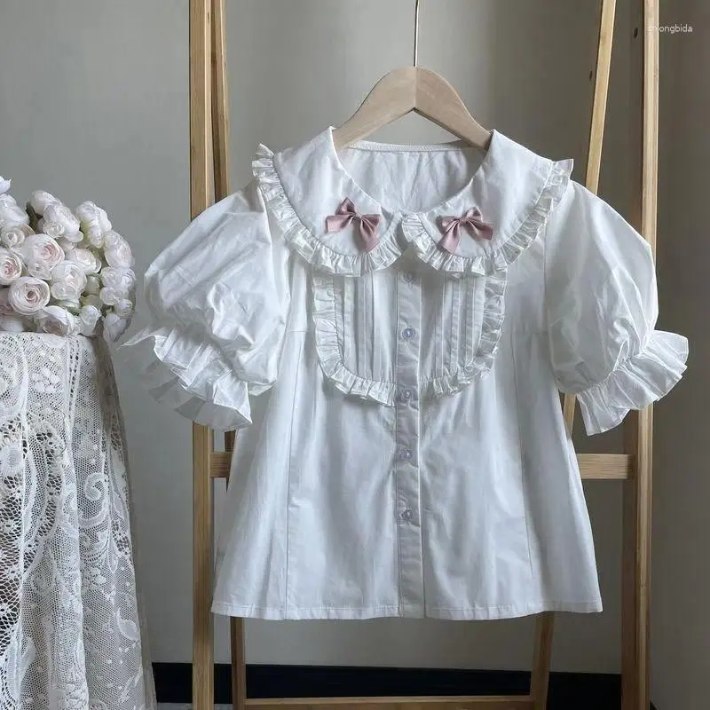 short sleeve blouse with ruffles