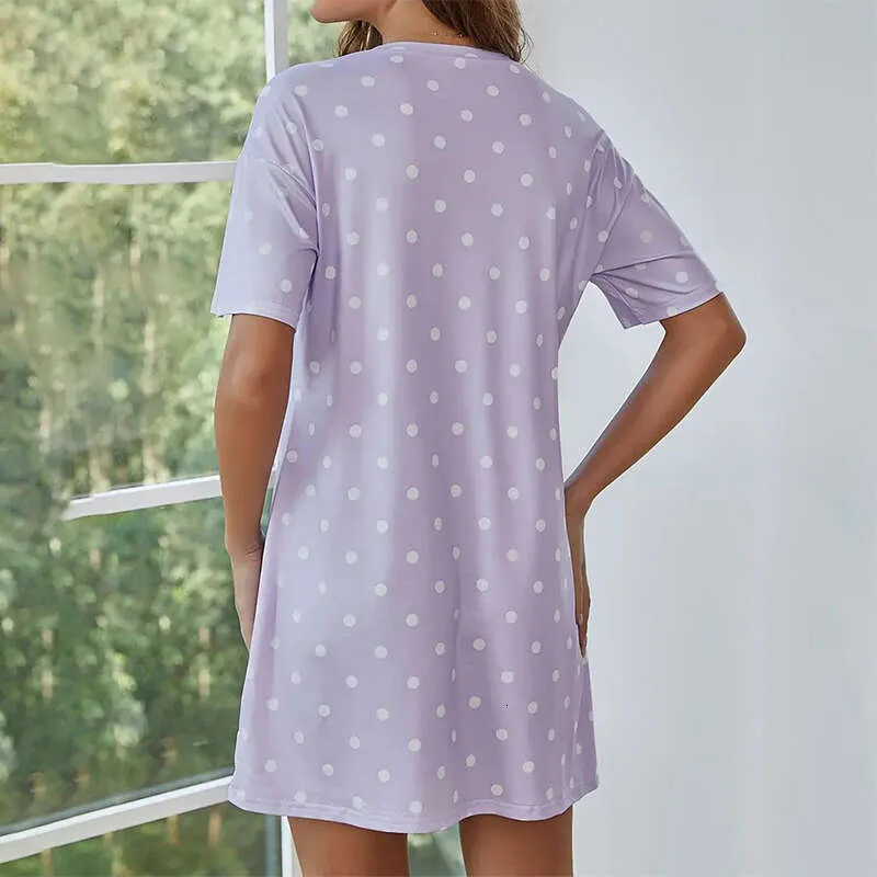 Casual Nights Women's Polka Dot & Lace Short Sleeve Nightgown - Blue, 4X-Large (US Size 20-22)