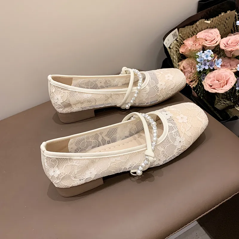 White Flats for Women Slip-On Mesh Upper Round Toe Floral Pattern Flats for  Spring and Autumn Dress from Dhgate Casual Shoes - price 29.14