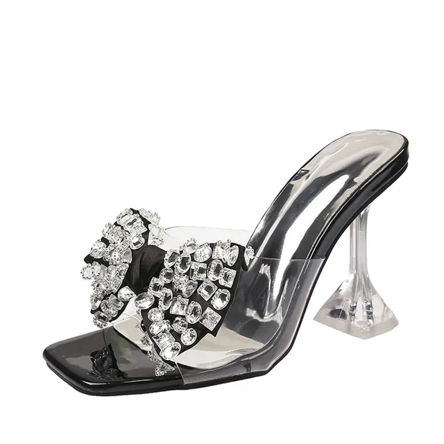 High Heels Large Sizes Clear Heeled Sandals, Size 44 46, Square
