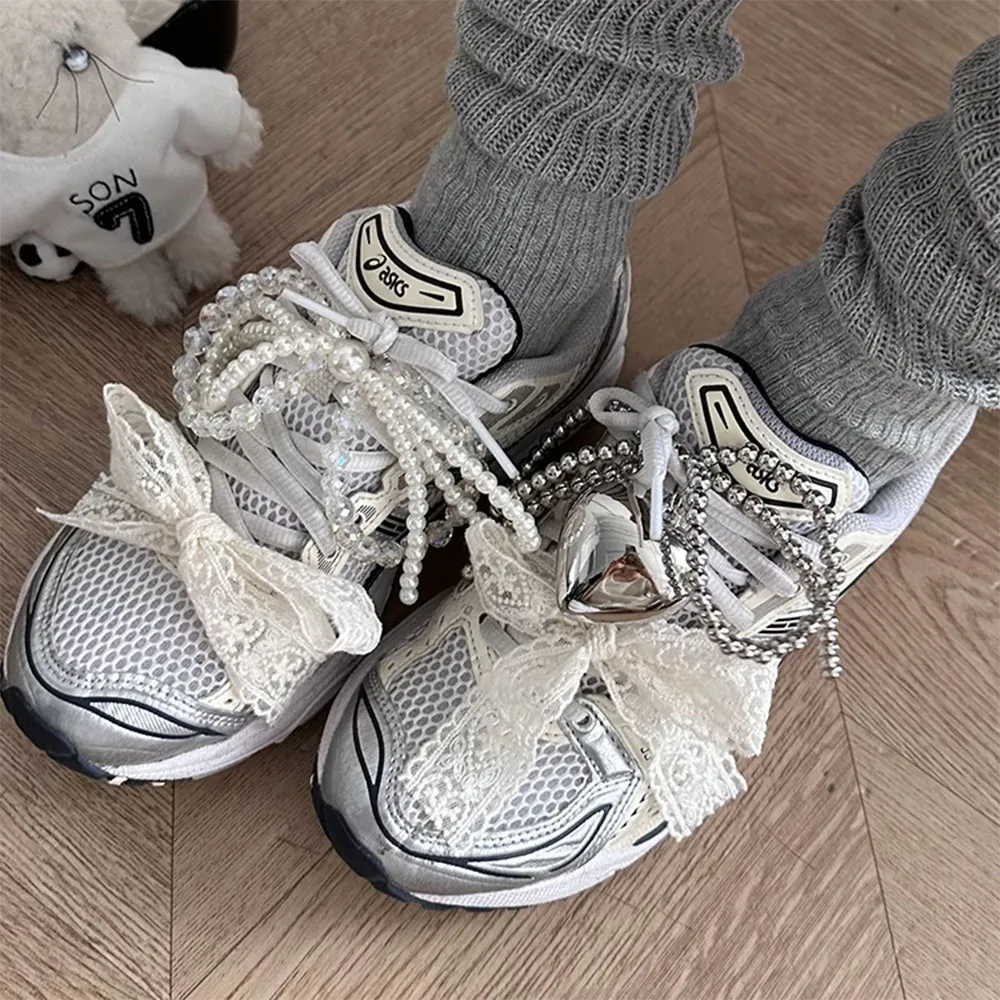 Y2K Bow Shoe Charms - Sweet Pearl Beaded Sneaker Buckle, DIY
