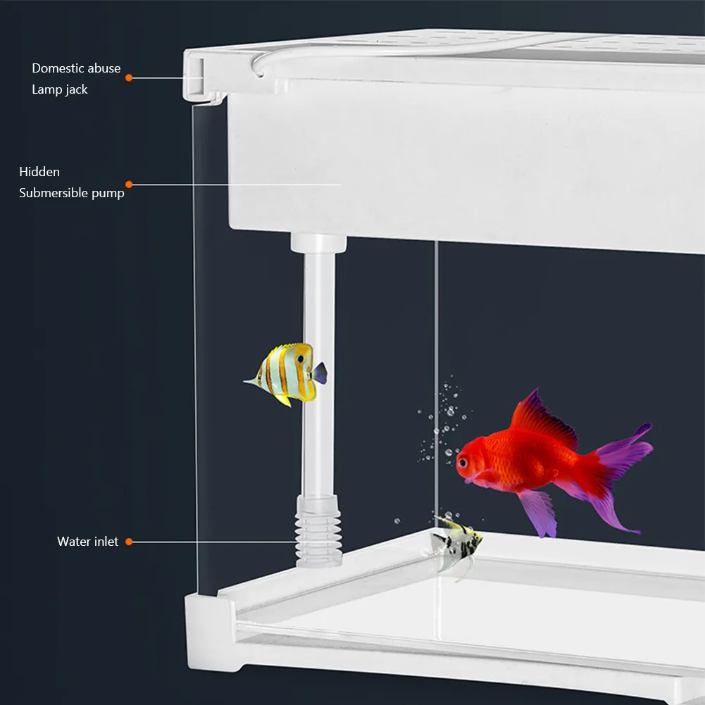 DHgate 2024 Acrylic Fish Tank Kit Ultra Clear Small Betta Tank with Filter Pump for Betta Shrimp and Small Fish Pet Supplies