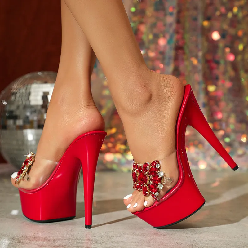 Platform Sandals Sparkle Red Heels Red Sexy High Heels For Women