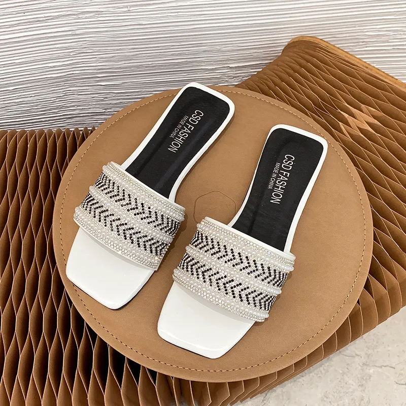 Save Big on Bulk Women Summer Designer Slippers Designer Slide Sandals  Womens: Elegant Beaded Summer Slides, Women Beach Sandals, Lightweight Flat 