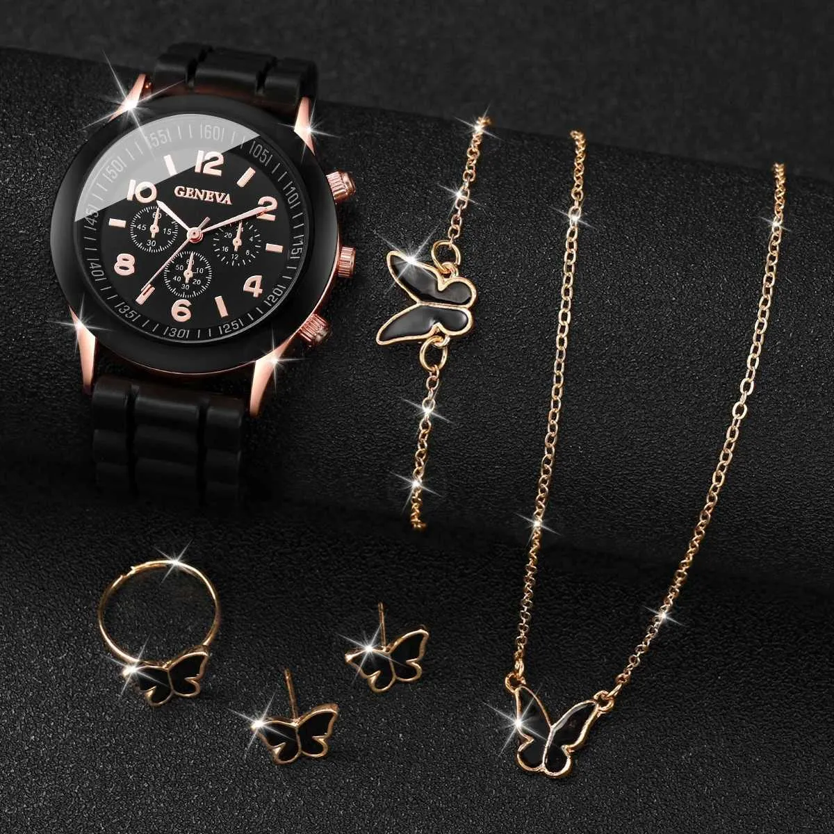 Geneva Couple Watches Silicone Band Quartz Magnetic Heart Beads Bracelets Set Love Magnet Couple Bracelet – Cosmic Enclave main image 2