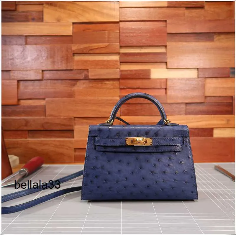 Birkin Touch Ostrich Genuine Ostrich Leather Mini Handbag Gemstone