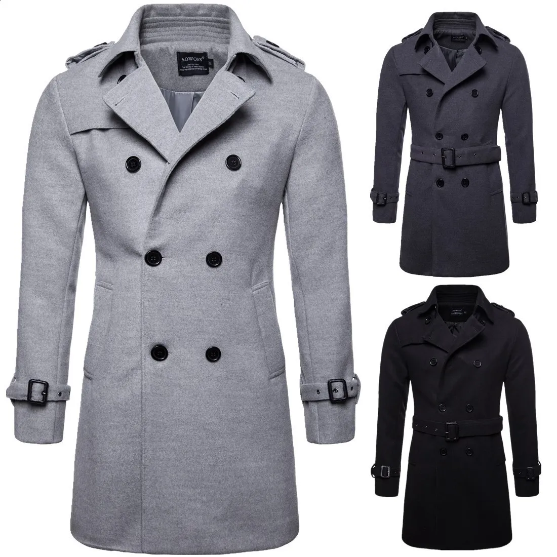 Winter Mens Double Breasted Wool Trench Mens Double Breasted Coat With Belt Pea Style Mens Double Breasted Coat Jacket W07 240830 From Mang03 49.75 DHgate.Com