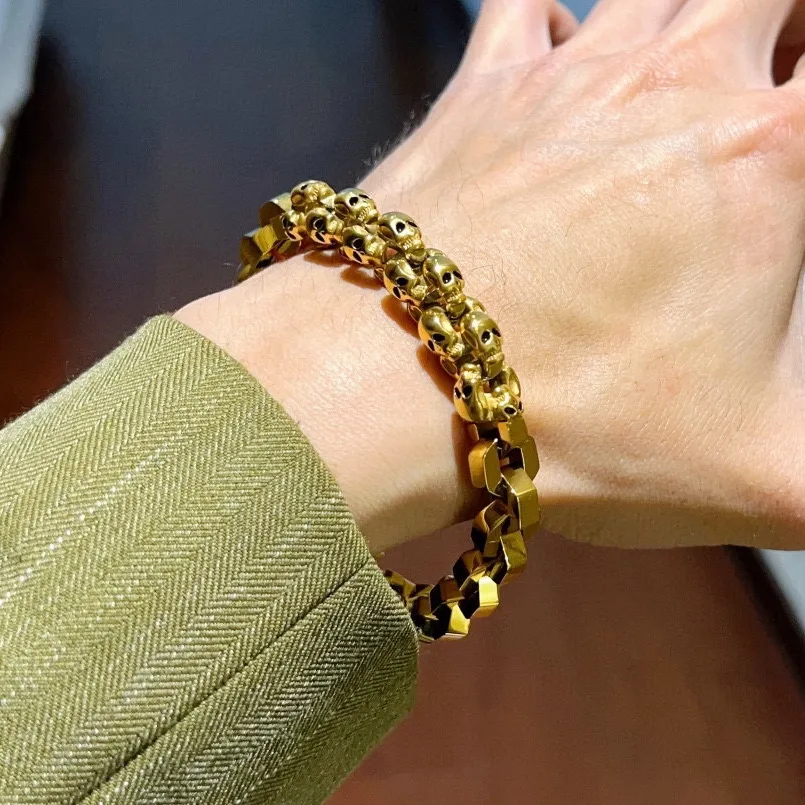 LA FERANI 18K Gold Plated Chain Bangle – 4mm Thick, 21cm Length, Unisex King/Panzer Chain Bracelet