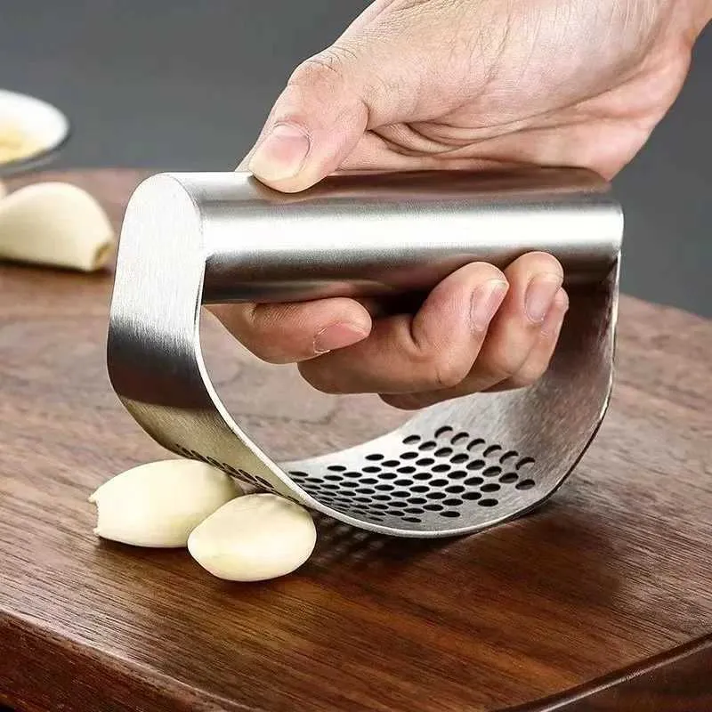 Picadora De Ajo Prensada Manual - Acero Inoxidable 304 Y ABS, 16x5.8 Cm, Para Picar Ajo, Pimientos, Cebollas Fácilmente