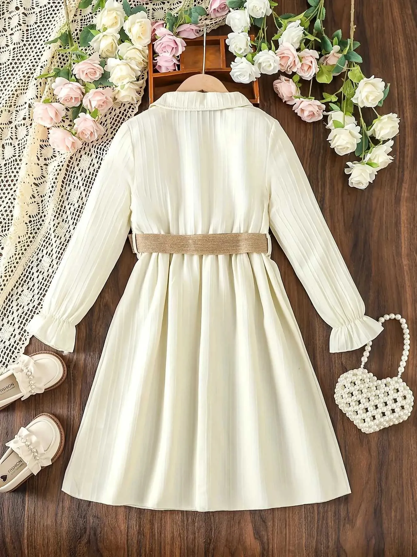 green emerald velvet dress Elegant Women Irregular Ruffle Patchwork Dress Lantern Sleeve Stand Ne   Simplepromdress