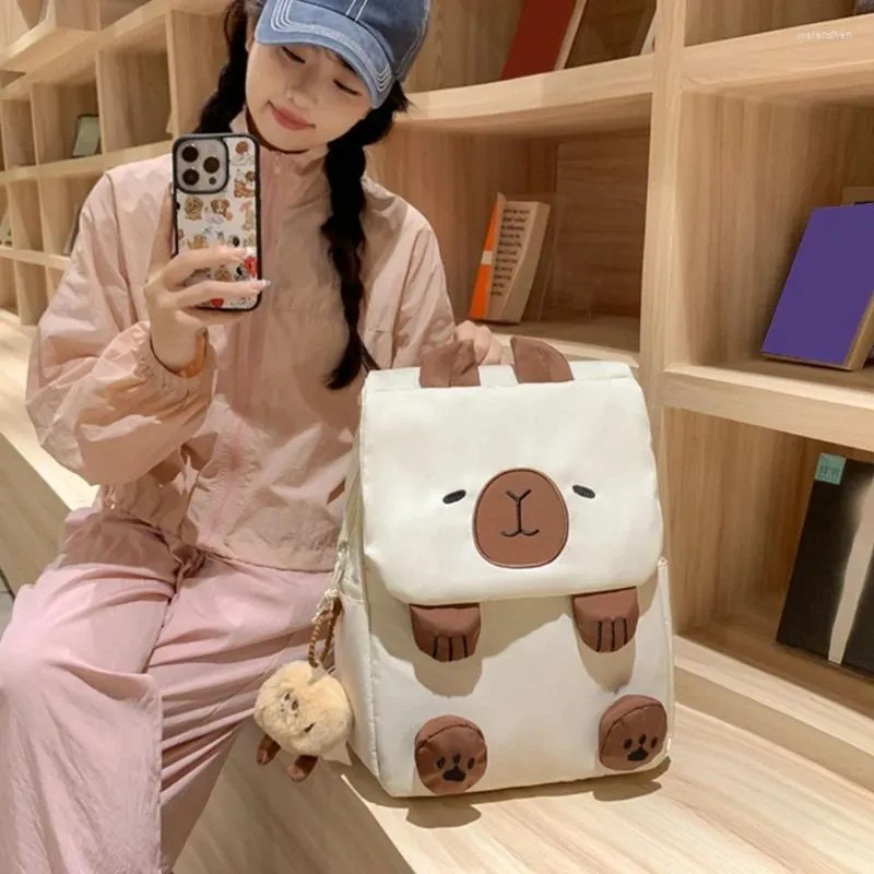 Stylish Flap Backpack For School Travel And Casual Use Cartoon Capybara Design In Nylon Book School Bags From Weienshen 19.36 DHgate.Com