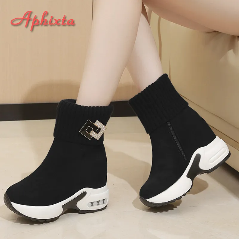 Winter High Heels: Womens Wedge Heel Snow Boots With Plush Lining