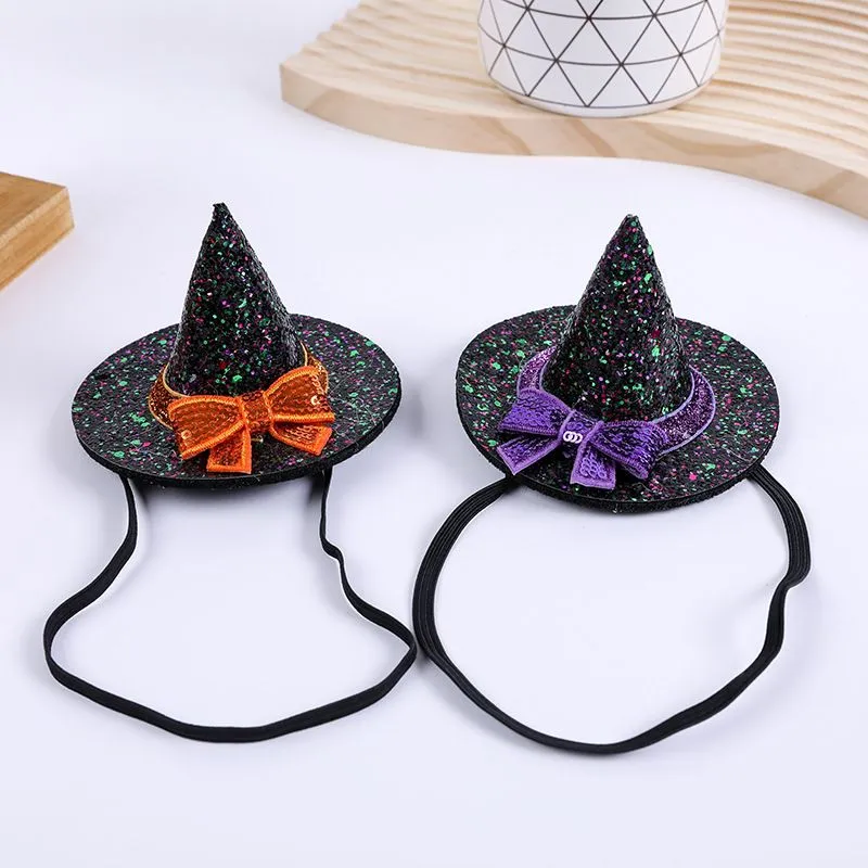Baby Girls Halloween Witch Hat Headband Kids Sequined Bowknot Pointy baby-girls-halloween-witch-hat-headband-kids-sequined-bowknot-pointy