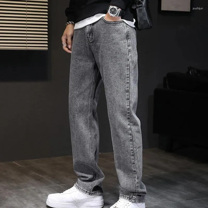 Pantalón Gris Hombre Mezclilla Casual Combinar Pantalon Gris De