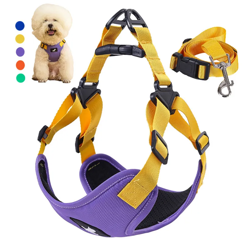 2024Nylon Reflective Chihuahua Harness Leash Set, No-Pull