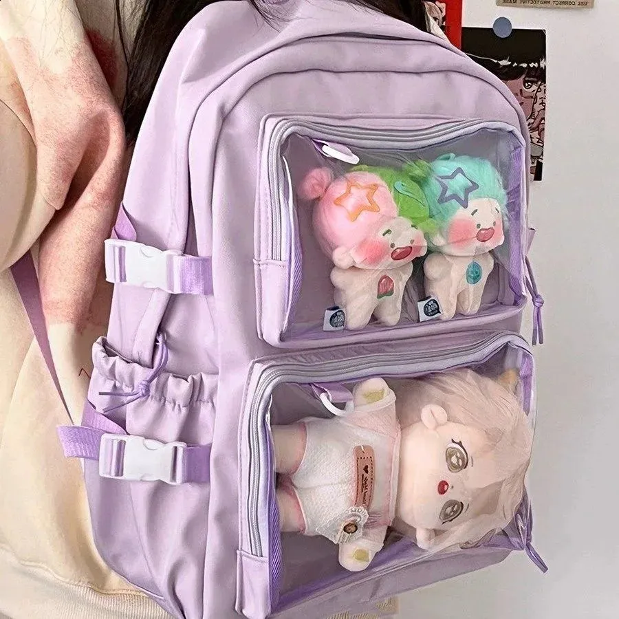 CoolChange Plush Ita bag mini backpack with transparent viewing window in LinaBell design | 20x25 cm | pink, pink, pink