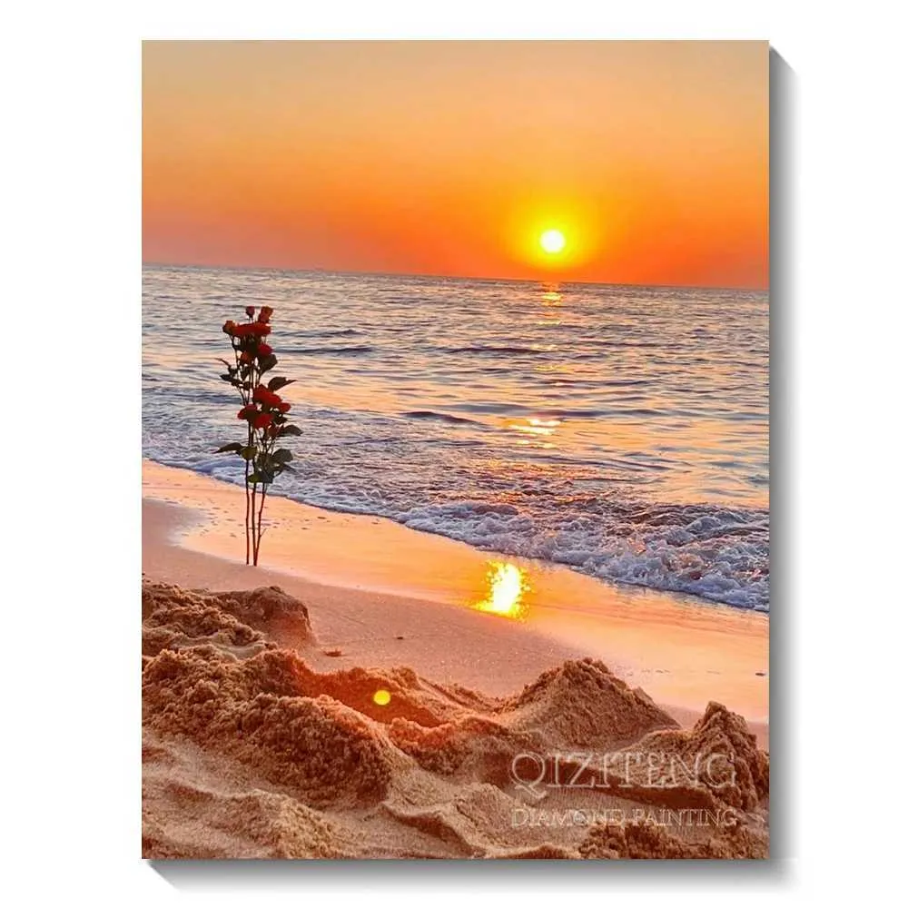 Kit Diamond Painting 5D Spiaggia E Tramonto 30x40cm - Pittura Con Diamanti Per Adulti E Bambini - Decorazione Casa Con Tutti Gli Accessori - Foto 3