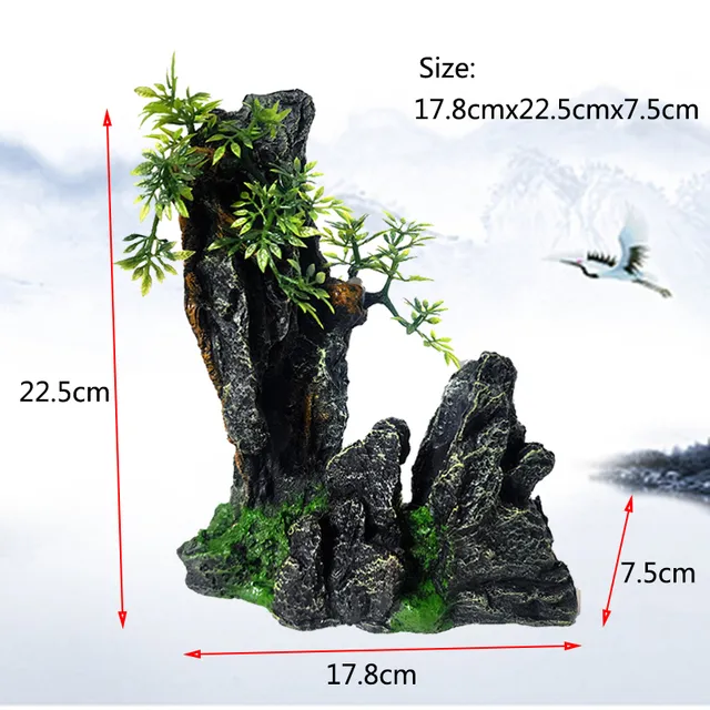 thumbnail image 2 of OULII White Resin Aquarium Decor Unique Mountain Ornament For Tanks 2 of 12