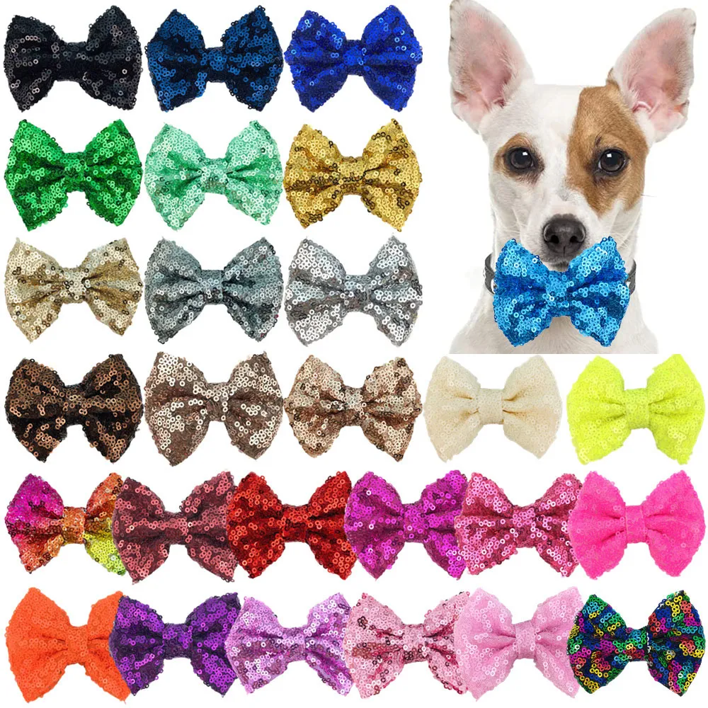 dog sequin bow tie