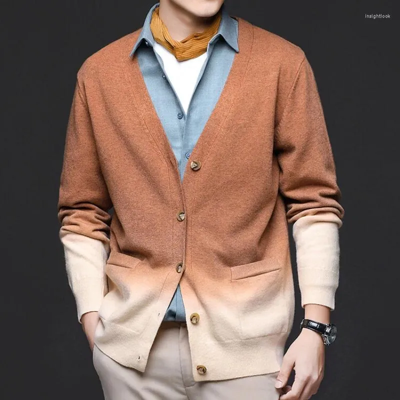 DHgate.com:Mens V-Neck Gradient Cardigan Sweater - Casual DHgate.com:Mens V-Neck Gradient Cardigan Sweater - Casual