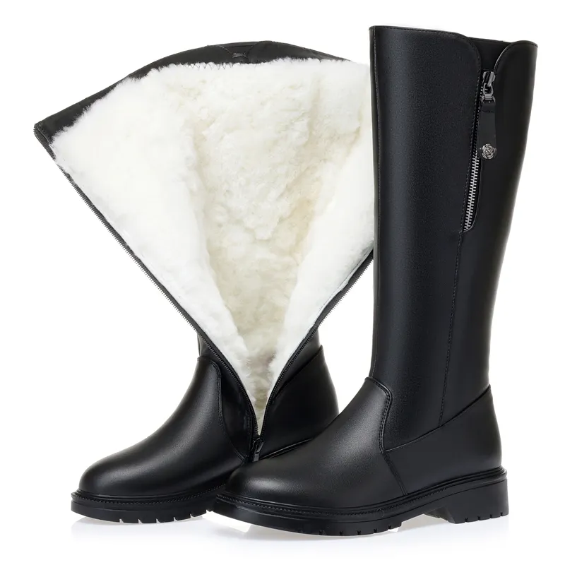 Save Big on Bulk Women's Ski Boots Long Women's Wide Calf Snow Boots  Elegant Winter Boots, Genuine Leather, Warm, High Cut, Large Size, Non Slip  Sole