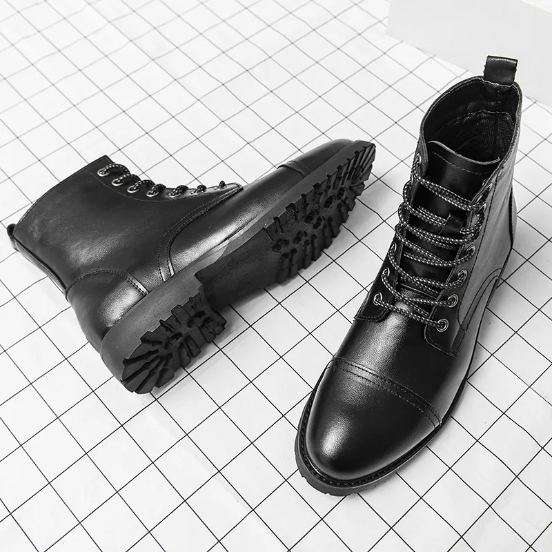 High Top Boots Men's Leather Shoes