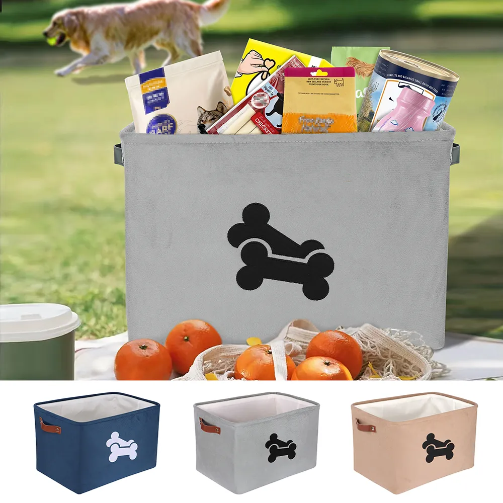 Bulk Large Dog Toy Basket Foldable Canvas Pet Storage Bin With
