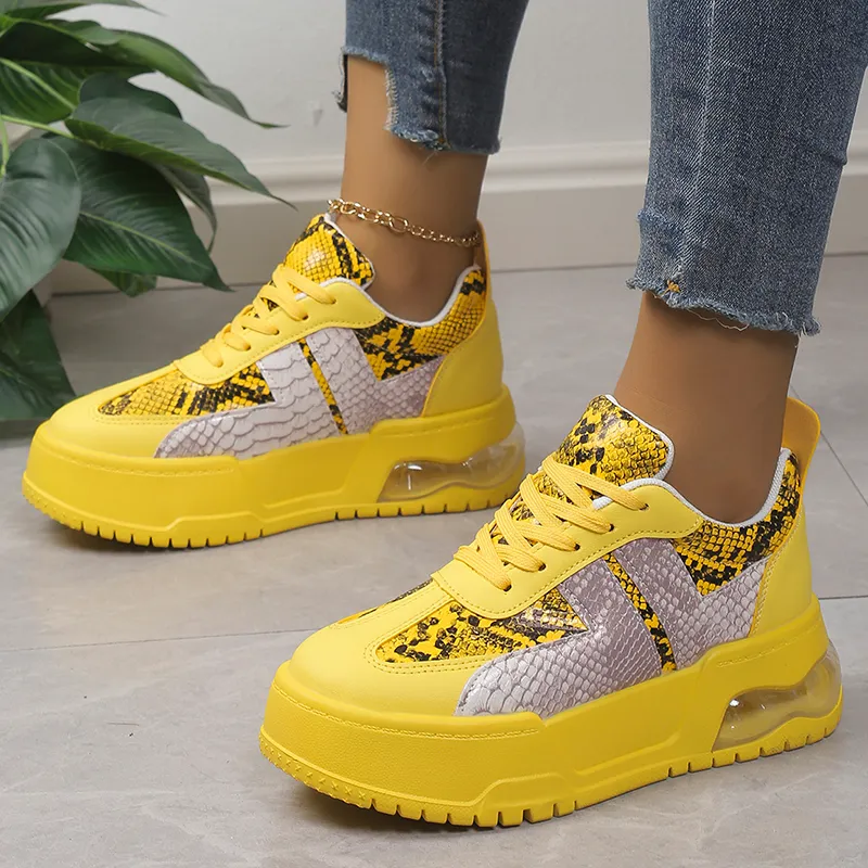 Bulk Snake Print Chunky Platform Sneakers: Womens Air Cushion