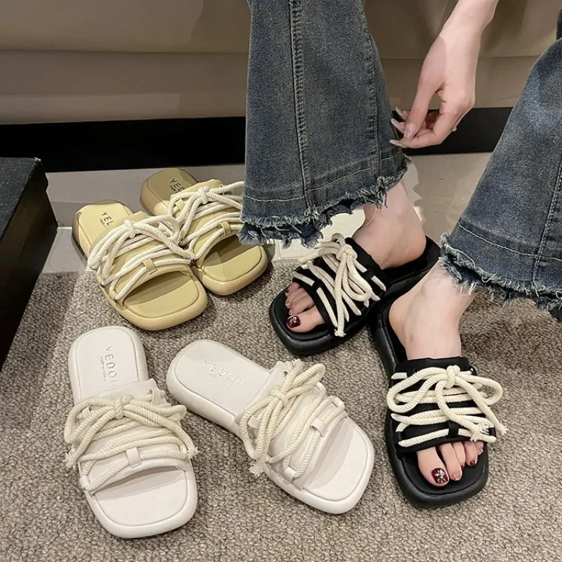 Stylish Thick Soled Sandals: Design Inspired Hemp Rope Platform Beach  Slippers Shop Now!