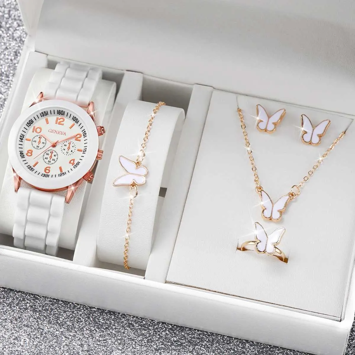 Geneva Womens Quartz Watch Set Silicone Strap... From  display picture 2