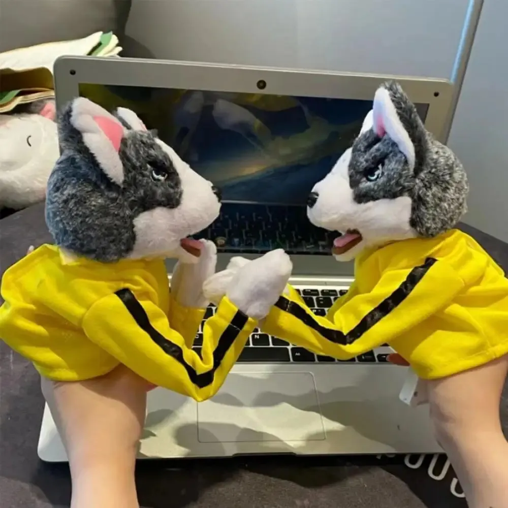 Interactive Sound Plush Husky Dog Puppet: Kung Fu Animal Hand Boxing Toy