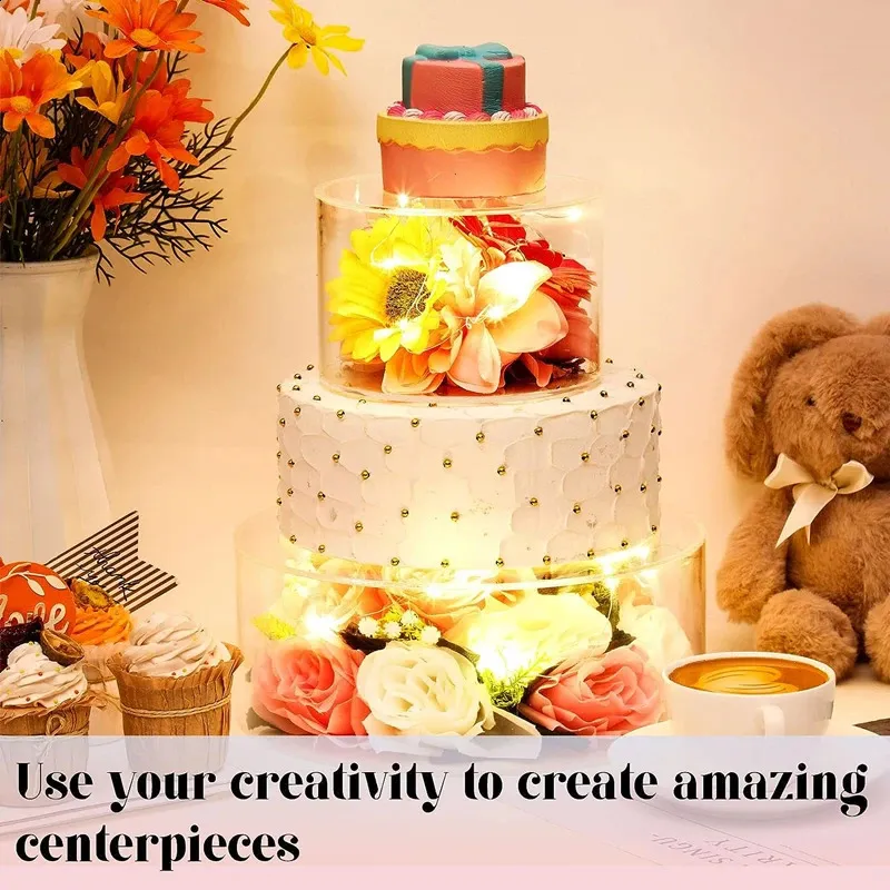 Acrylic Fillable Ribbon Cake Stand Risers Clear Tier Stackable Display ...