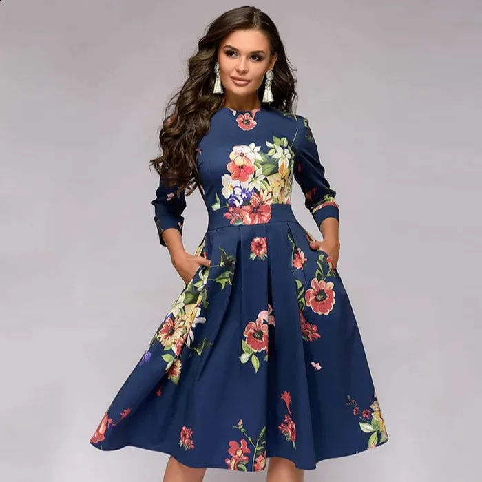 Mini Club Dress: Retro Floral A Line Party Dress With Three Quarter Sleeves  And Round Neck From Domainstore, $19.63 In Bulk | DHgate.Com