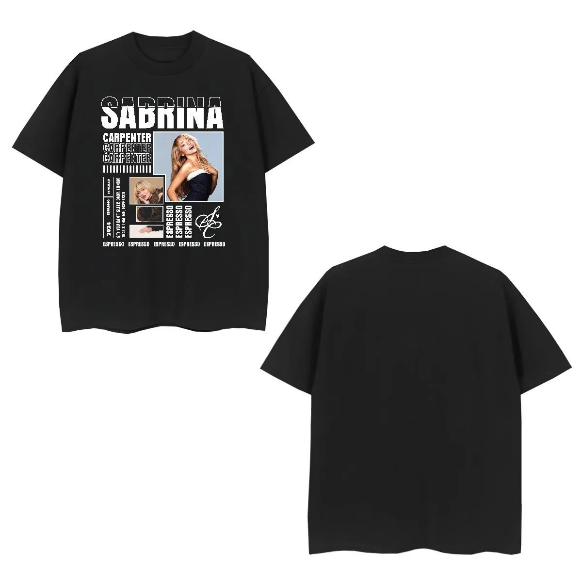 T-shirt Femme Sabrina Carpenter Noir - Merch Officiel - Graphique Imprimé - Taille L - Occasion TB