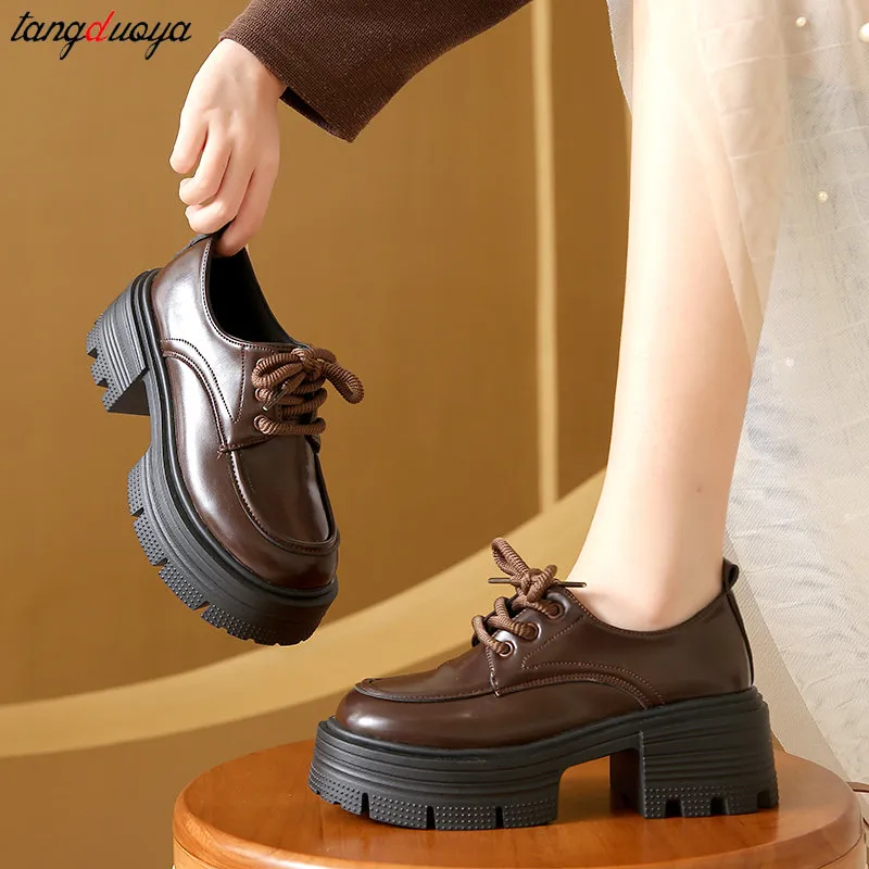 Womens Brown Platform Flats Loafers Lace-Up Oxford Shoes with Rhinestone  Decoration and Peep Toes from Dhgate Dress Shoes - price 87.24