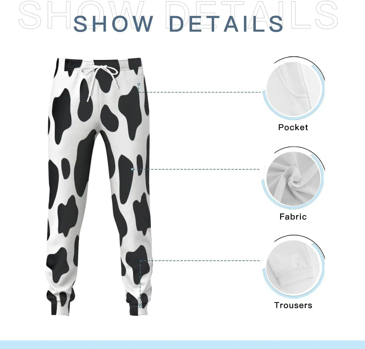 Men s Cow Print 3D Printed Sweatpants Lightweight Y2K Baggy Joggers with Pockets for Workout Gym Running