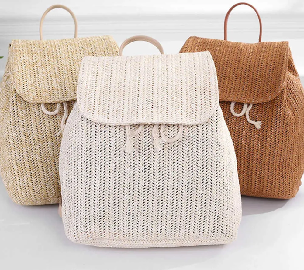 Stylish Straw Backpack for Women - Summer Woven Shoulder Bag 