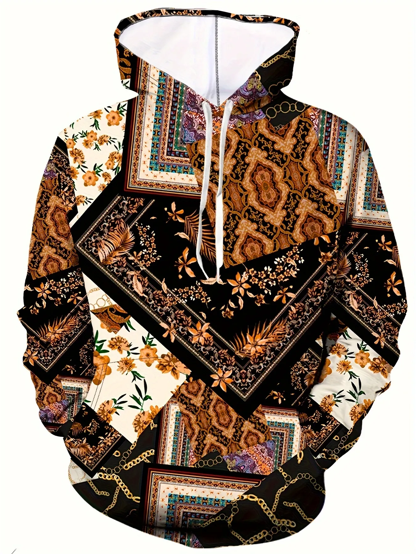 Ultra Chic Retro Bandana Hoodie 2024 s Must Have Men s Sweatshirt with Kangaroo Pocket