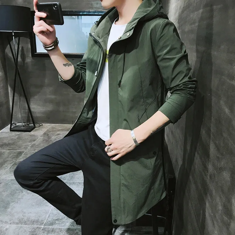 Mens Mens Windbreaker With Hood Fashionable Autumn Trench