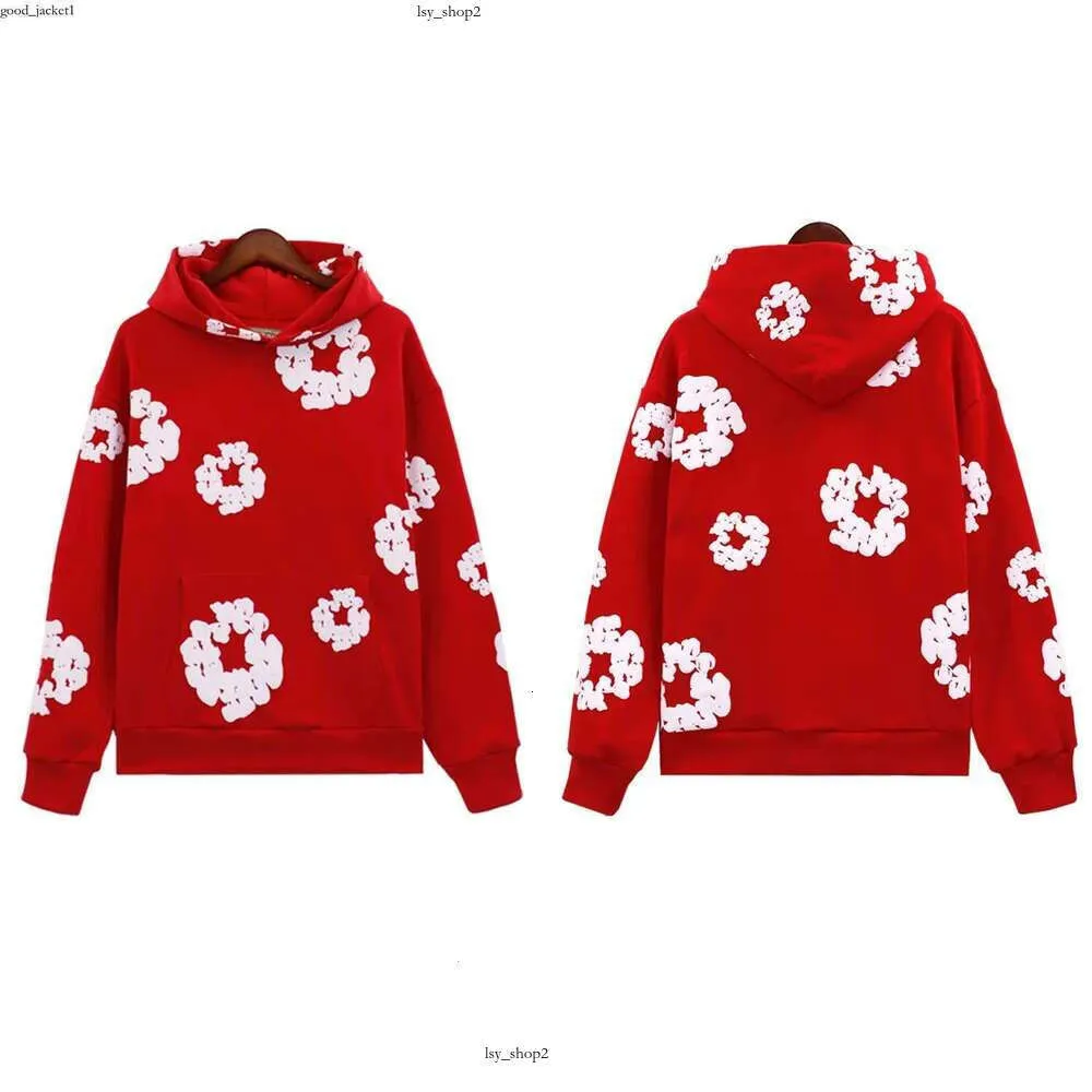 Mens Designer Denimtear Red And White Hoodie And Shorts Set Mens Designer Denimtear Red And White Hoodie And Shorts Set