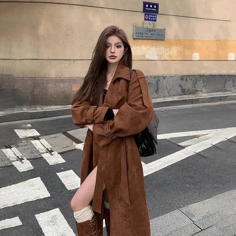 Économisez gros sur les achats en gros de Trench Trench Coather Féminin  Trench Coat Femme À Mi Longueur Veste Longue En Tweed En Daim Réversible  Pour