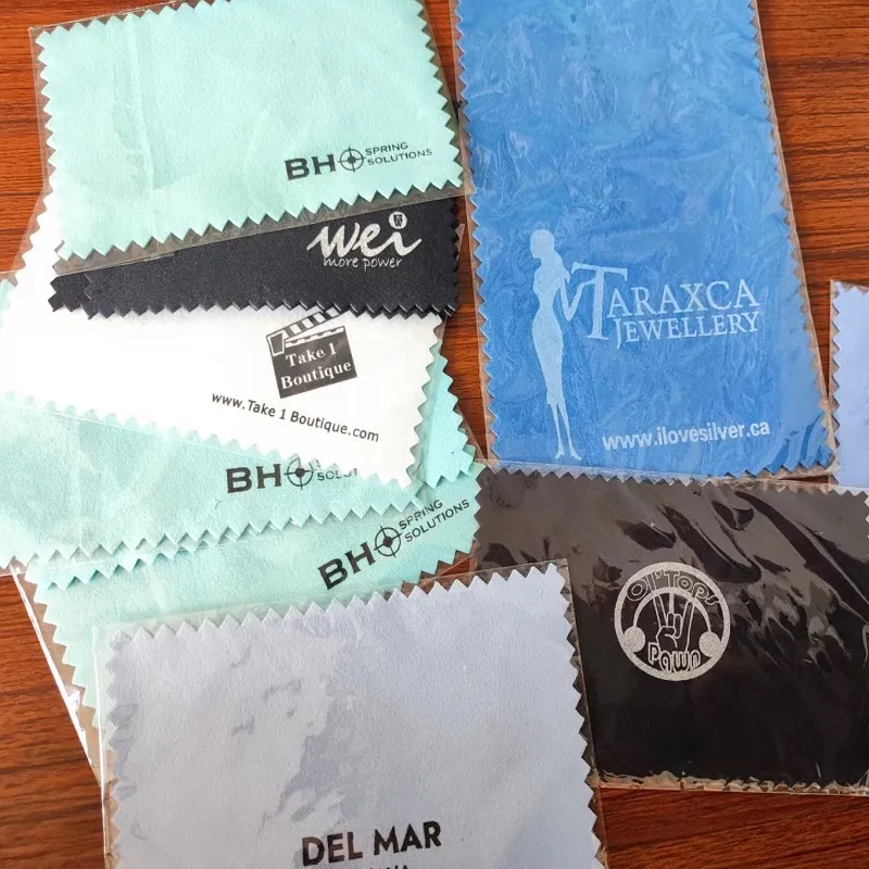 500 Pack Custom Logo Microfiber Polishing Cloths, Colors Jewelry Cleaner  for Silver Gold