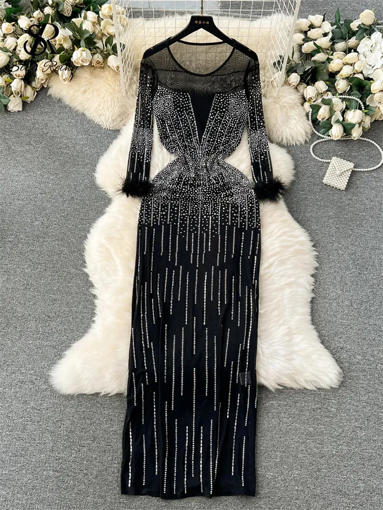 knee length dresses for ladies White Long Sheer Sleeve Bandage Bodycon Dress – Marcy Boutique