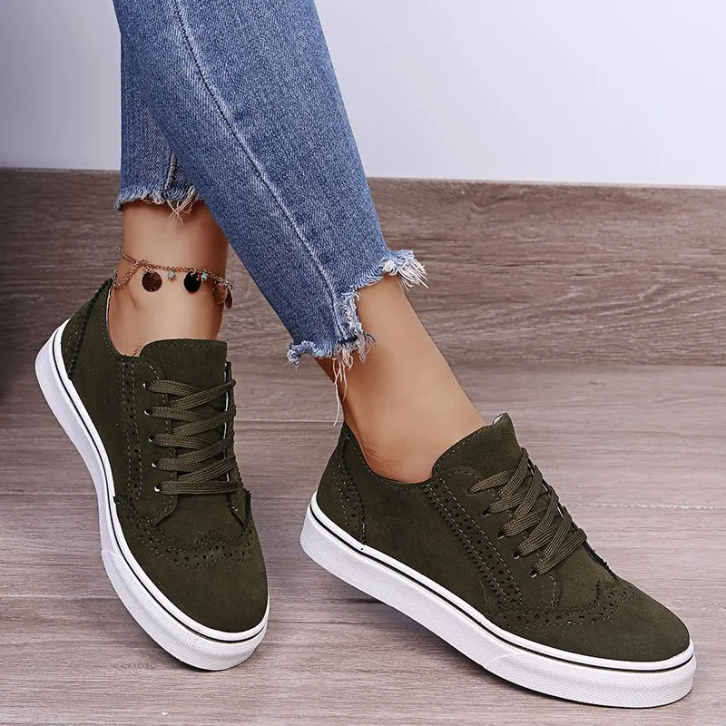 Womens Thick Soled Casual Shoes Lace Up Travel Sneakers For
