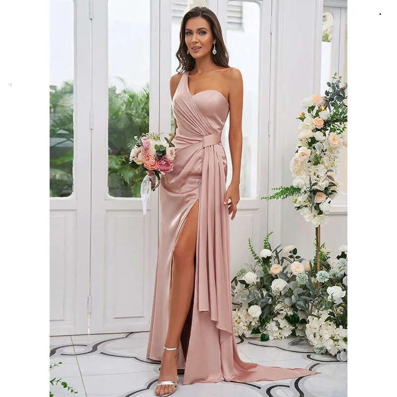 Sexy Mermaid feather bridesmaid dress with Split Side, Sweep Train, One Shoulder, and Long Hemline for Wedding Party and Prom - Vestidos 0914