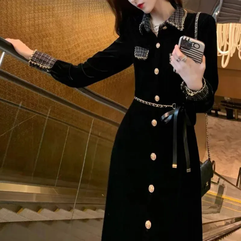 green emerald velvet dress Command the Room Black Velvet Scalloped Button Front Mini Dress main image 1