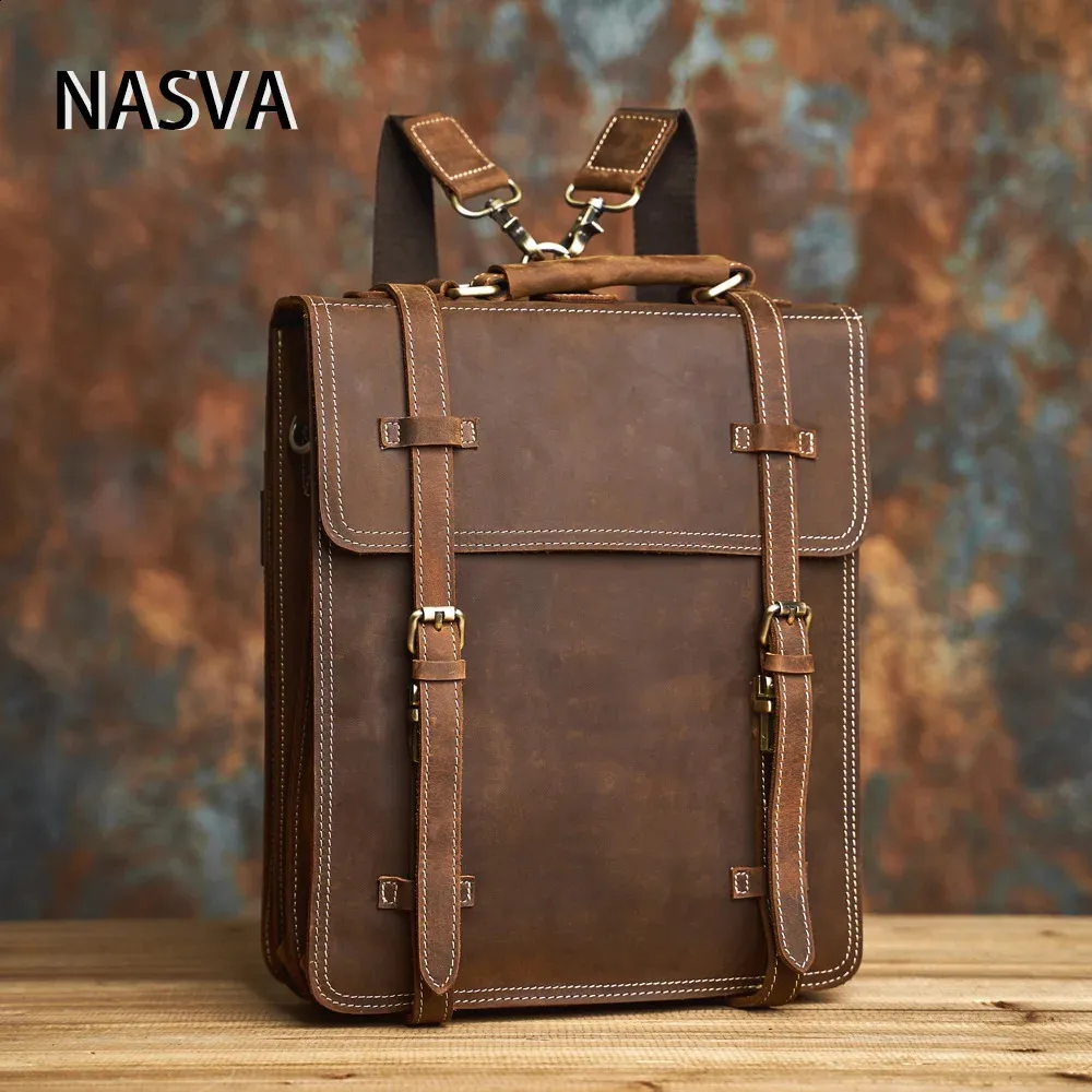 Borsa Messenger Vintage Da Uomo In Pelle Marrone Da Uomo A Tracolla Per - Foto 10