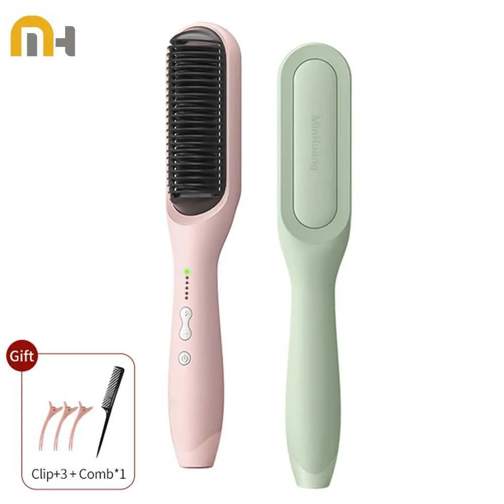 Electric Hair Straightener Comb with Ceramic Plates and Negative Ion ...
